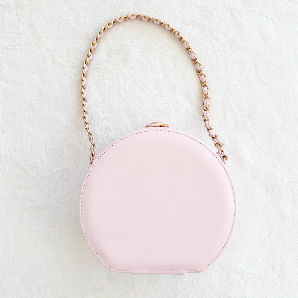 Janie and Jack Blush Pink Round Vanity Purse w/ Gold Chain